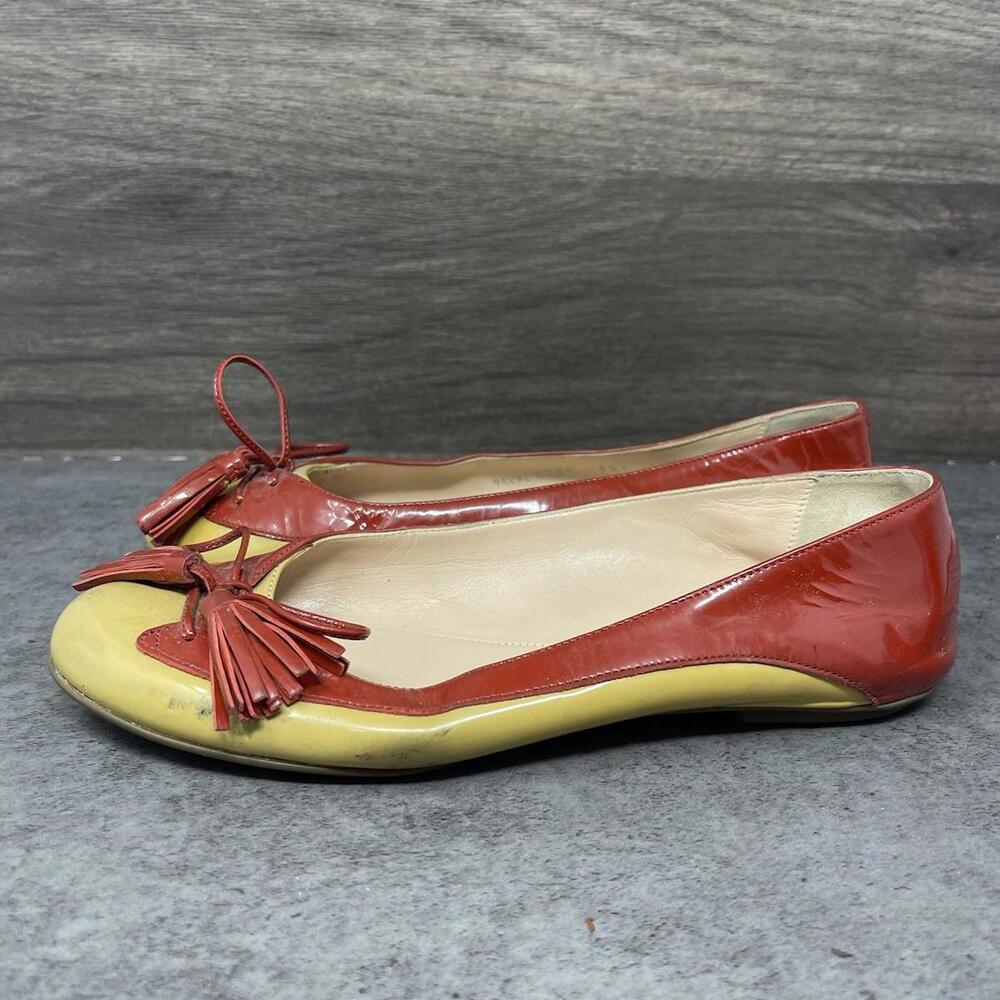 BALLY Shoes Womens Size 5.5 (35.5) Ballet Flats Red Patent Leather Slip On
